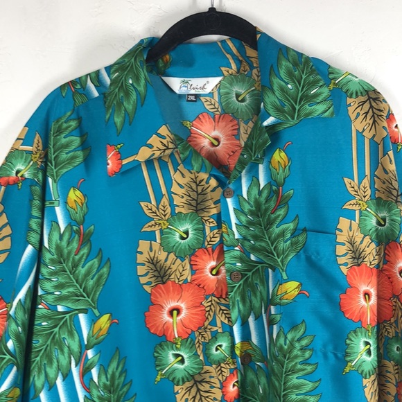 Lvish blue tropical button down shirt size 2XL - Picture 2 of 12